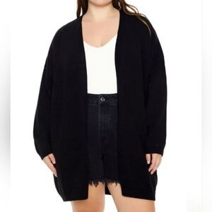 FTC WITH LOVE Women's Size 1X  Black Open Front Sweater/Cardigan with Pockets